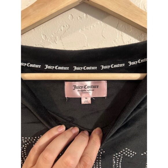 Juicy Couture Bling Y2K Black Velour Sweater Top - Picture 8 of 8